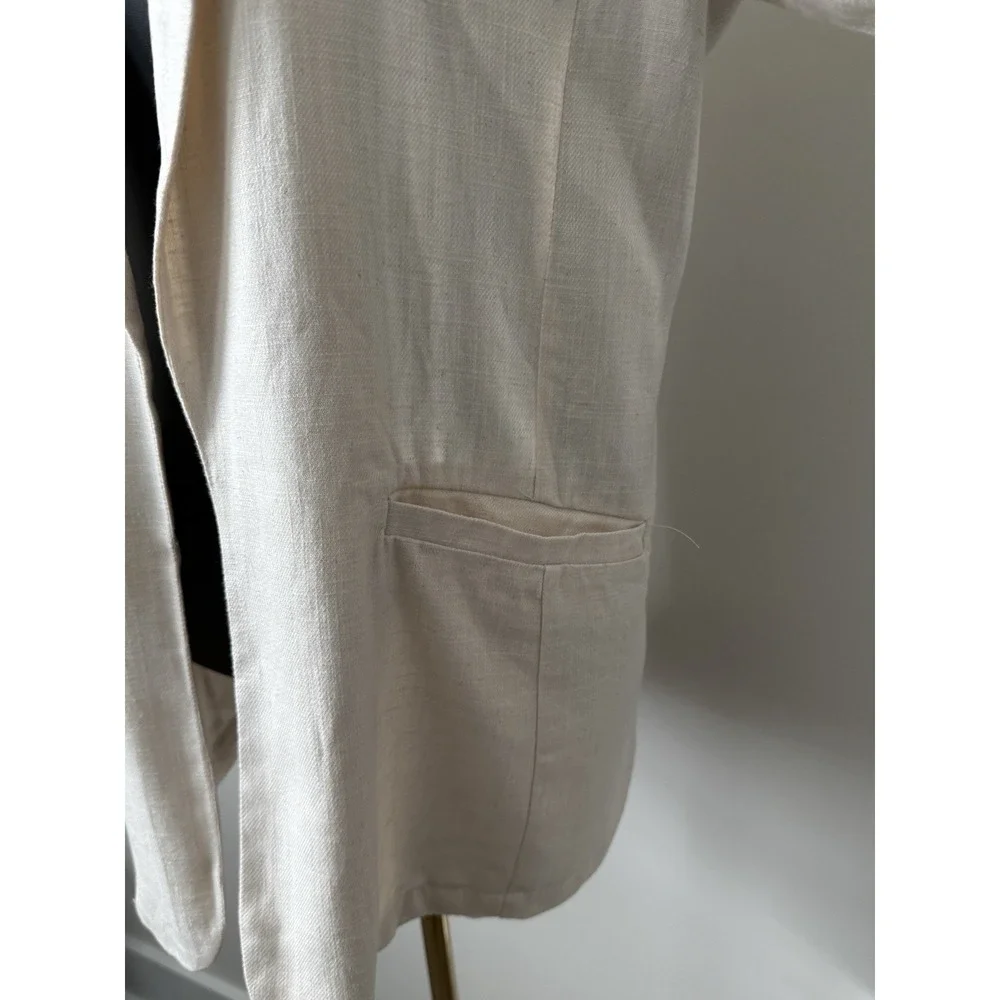 Stoosh Women's M Linen Blend Open Front Blazer Pockets